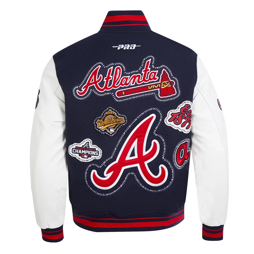 Atlanta Braves Diy Pick Stitch Navy Varsity Jacket - Image 4
