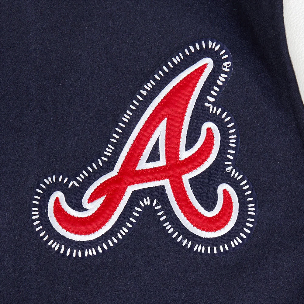 Atlanta Braves Diy Pick Stitch Navy Varsity Jacket - Image 8