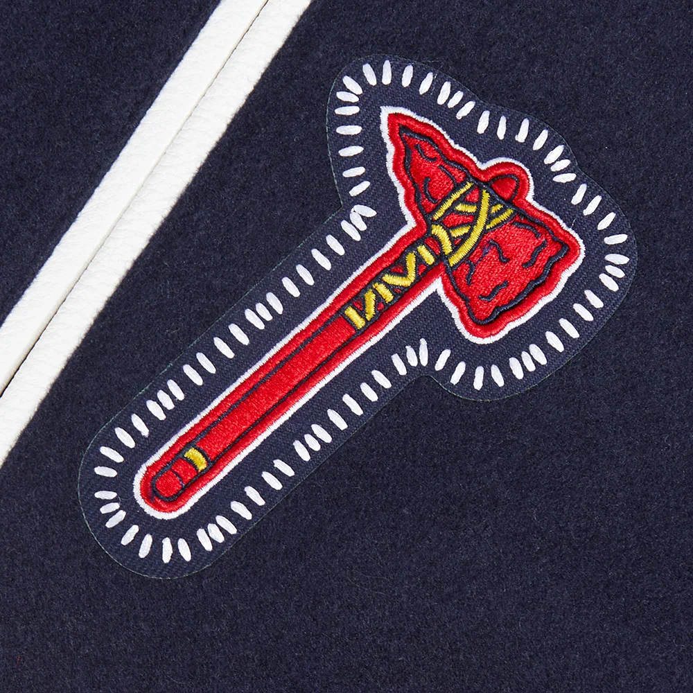 Atlanta Braves Diy Pick Stitch Navy Varsity Jacket - Image 9