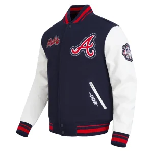 Alternative view of Atlanta Braves Diy Pick Stitch Navy Varsity Jacket