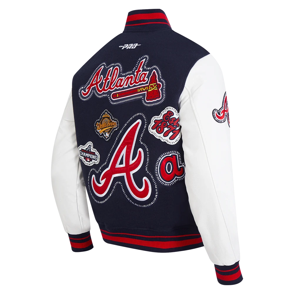 Atlanta Braves Diy Pick Stitch Navy Varsity Jacket - Image 3
