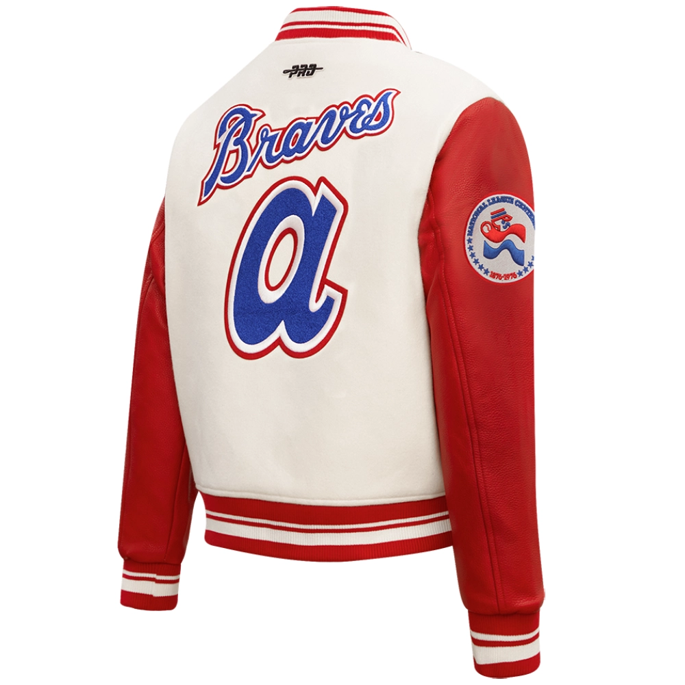 Woman’s Atlanta Braves Retro Classic Wool & Leather Jacket - Image 4
