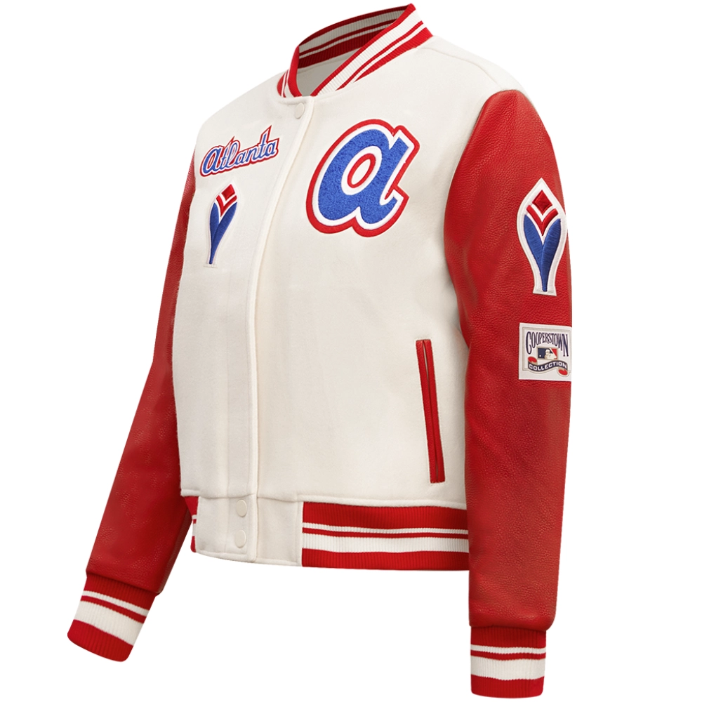 Woman’s Atlanta Braves Retro Classic Wool & Leather Jacket - Image 3