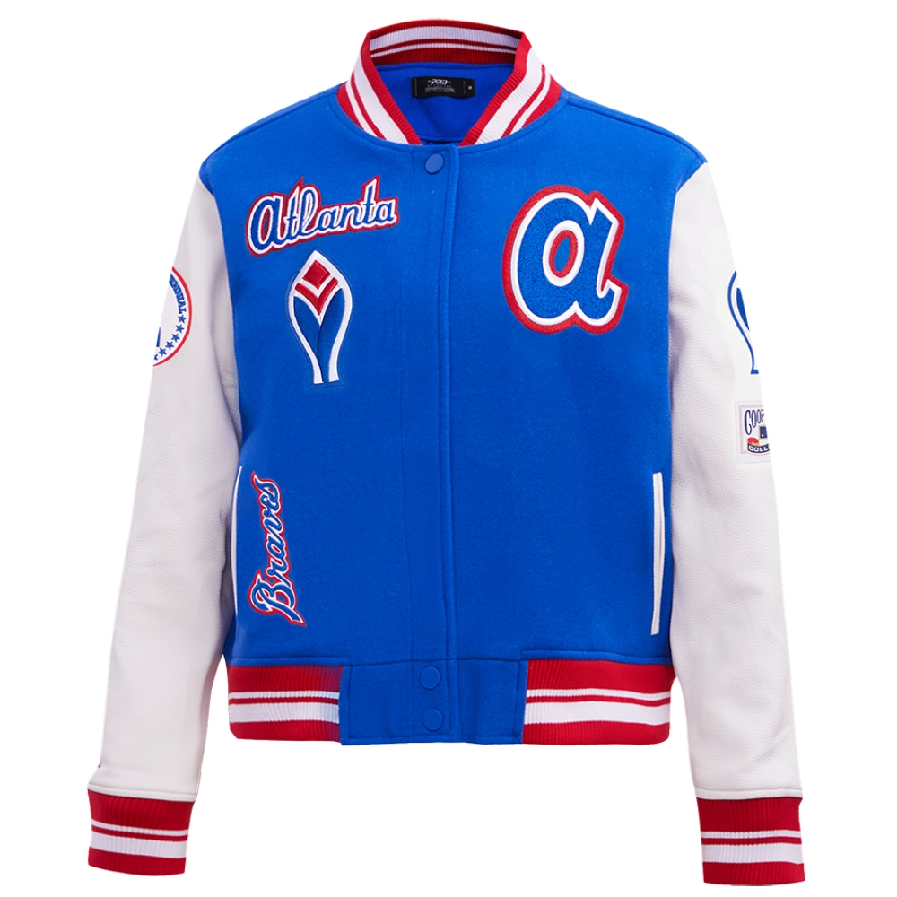 Woman’s Atlanta Braves Retro Classic Wool & Leather Jacket - Image 2
