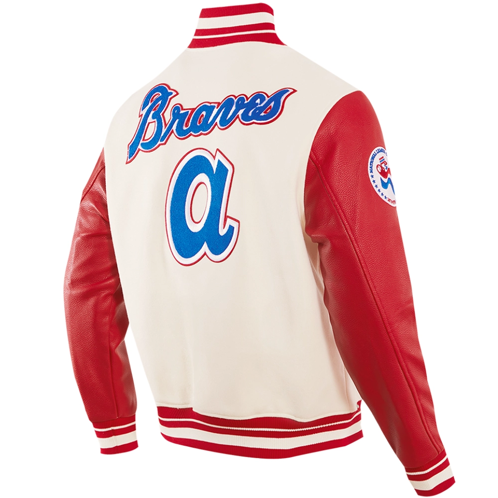 Atlanta Braves Retro Classic Wool & Leather Varsity Jacket - Image 3
