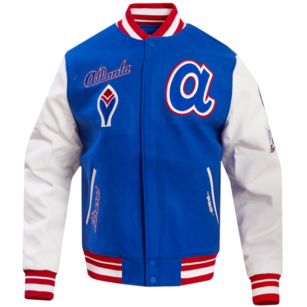 Atlanta Braves Retro Classic Wool & Leather Varsity Jacket - Image 2