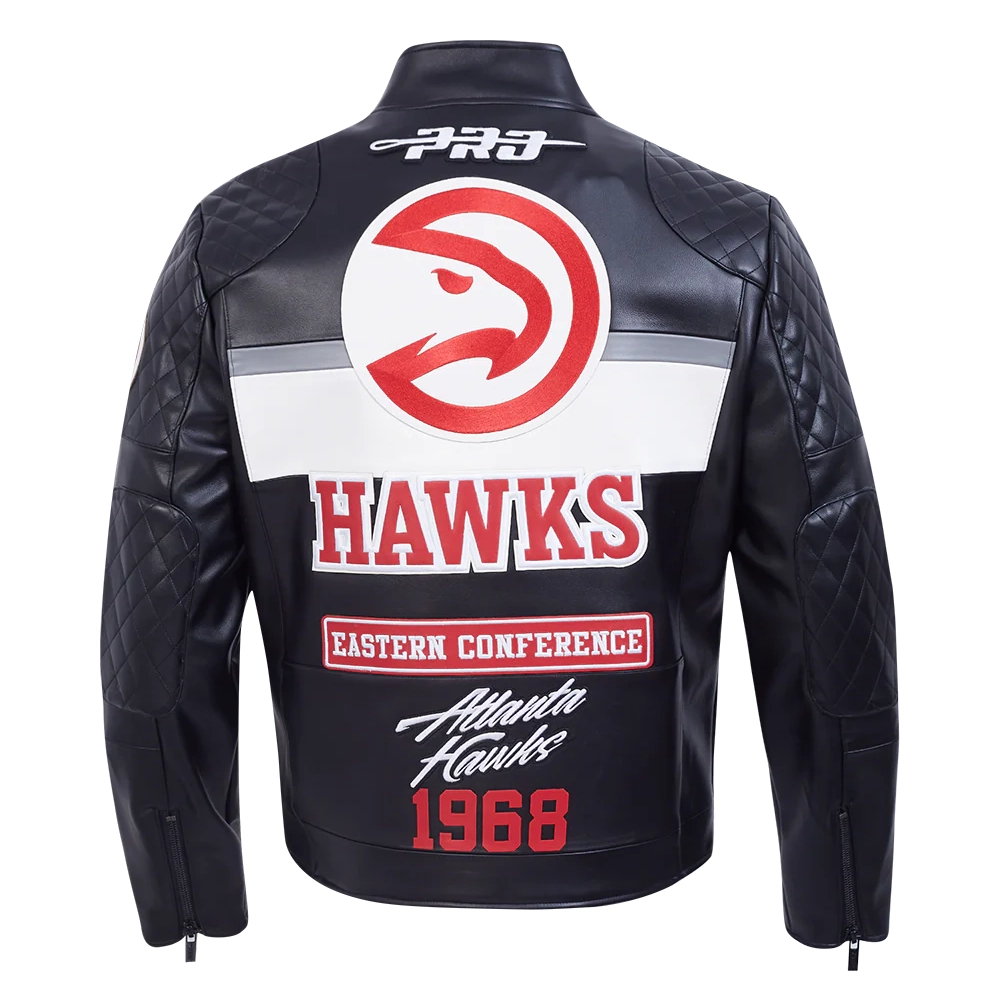 Atlanta Hawks Men’s Moto Black Leather Jacket - Image 4
