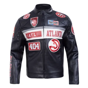 Atlanta Hawks Men’s Moto Black Leather Jacket