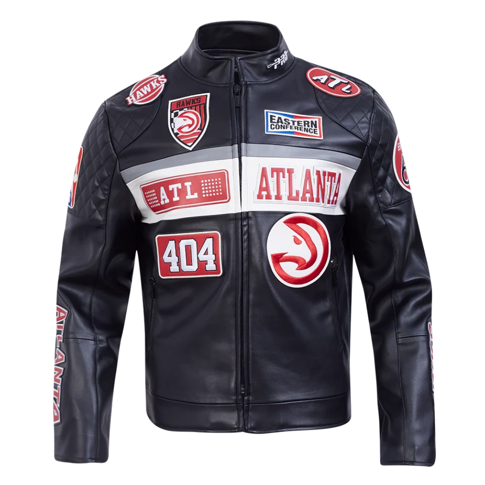 Atlanta Hawks Men’s Moto Black Leather Jacket