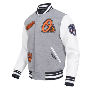 Alternative view of Baltimore Orioles Diy Pick Stitch Grey Varsity Jacket
