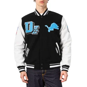 Detroit Lions Best of Men’s Black & White Varsity Jacket