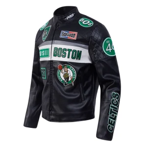 Alternative view of Boston Celtics Men’s Moto Black Leather Jacket