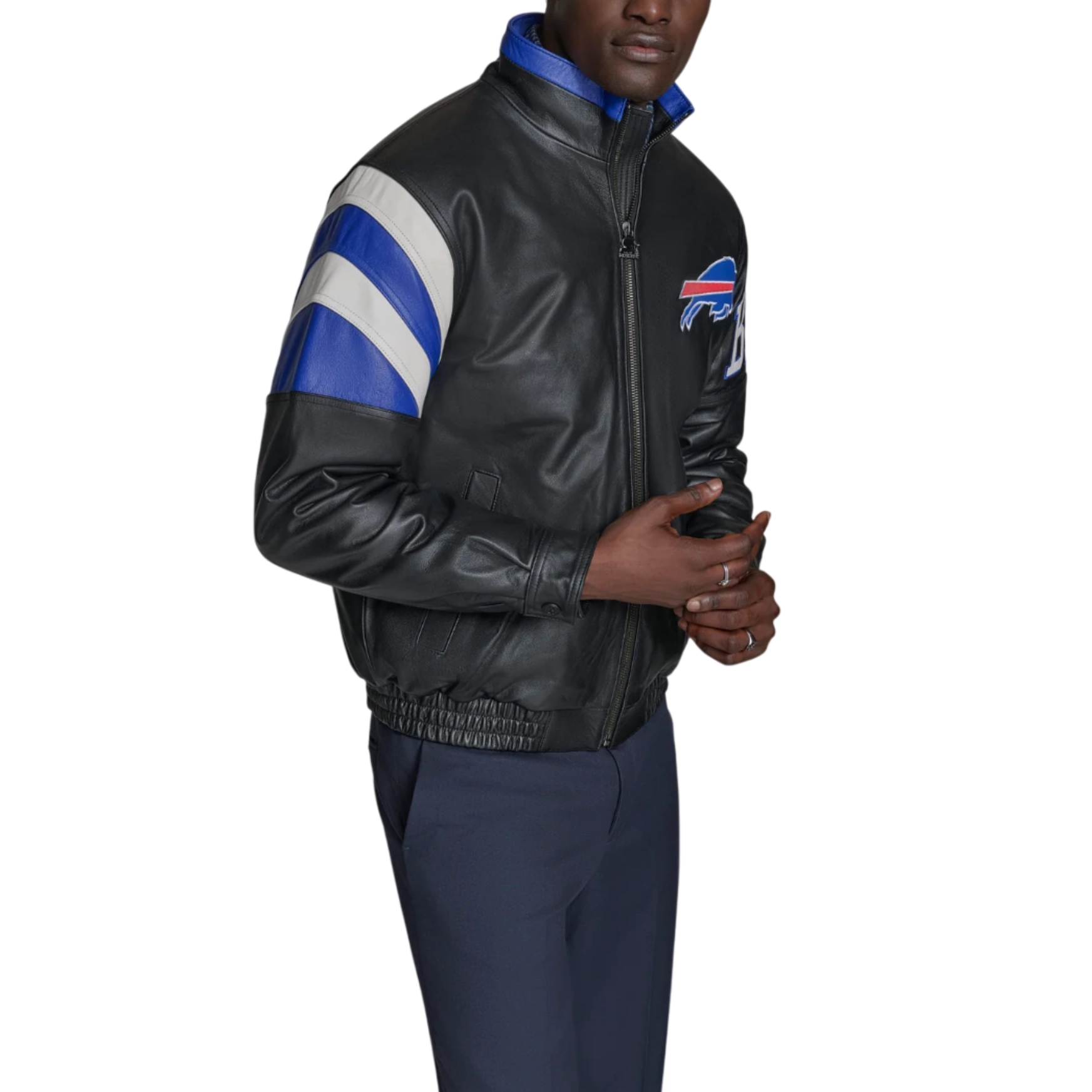 Men's Buffalo Bills Midfield Black Leather Jacket - Image 2