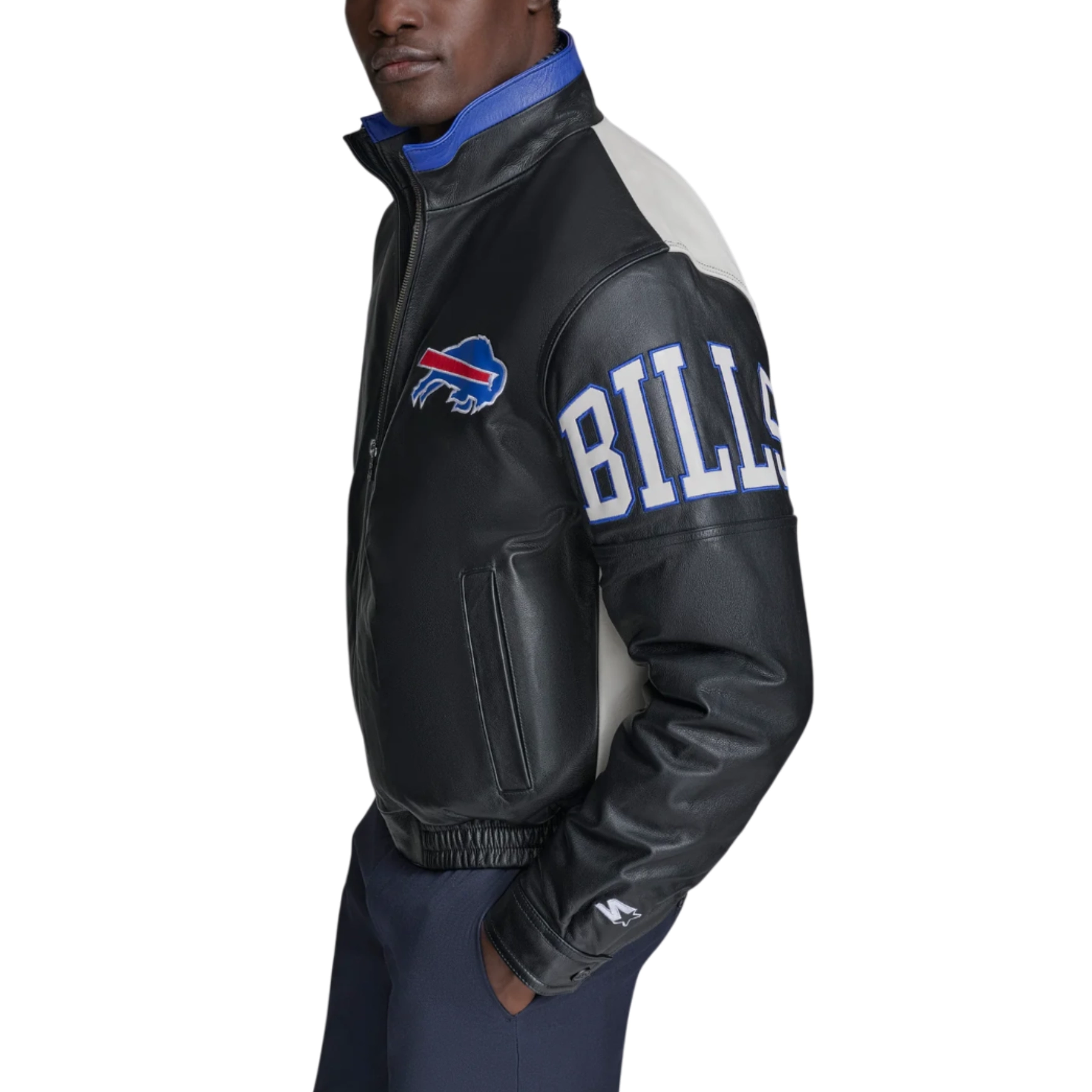 Men's Buffalo Bills Midfield Black Leather Jacket - Image 4