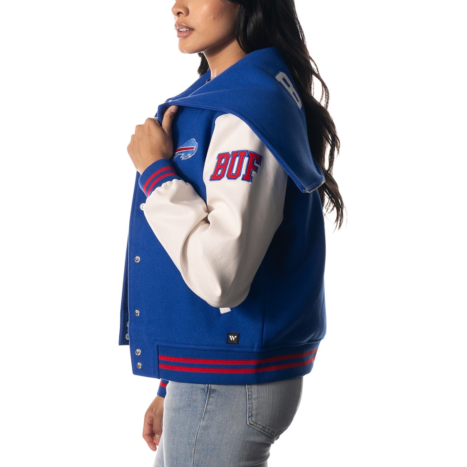 Buffalo Bills Women’s Sailor Hooded Varsity Jacket - Image 3