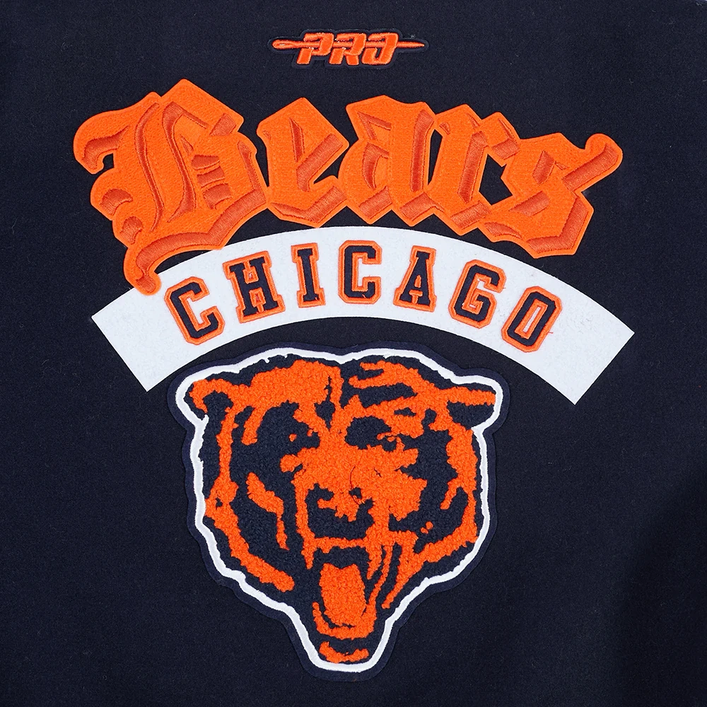 Chicago Bears Best of Women’s Cropped Navy & White Varsity Jacket - Image 7