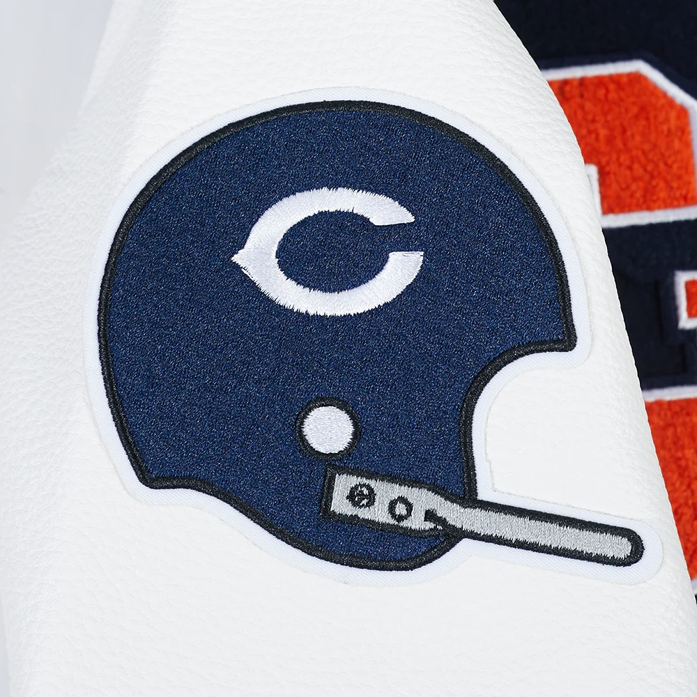 Chicago Bears Best of Women’s Cropped Navy & White Varsity Jacket - Image 8