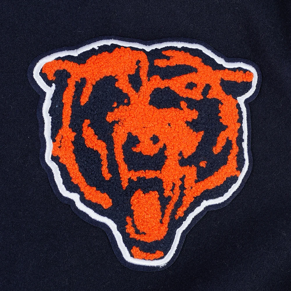 Chicago Bears Best of Women’s Cropped Navy & White Varsity Jacket - Image 6