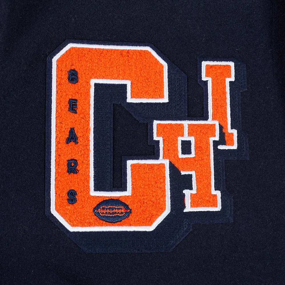 Chicago Bears Best of Women’s Cropped Navy & White Varsity Jacket - Image 5