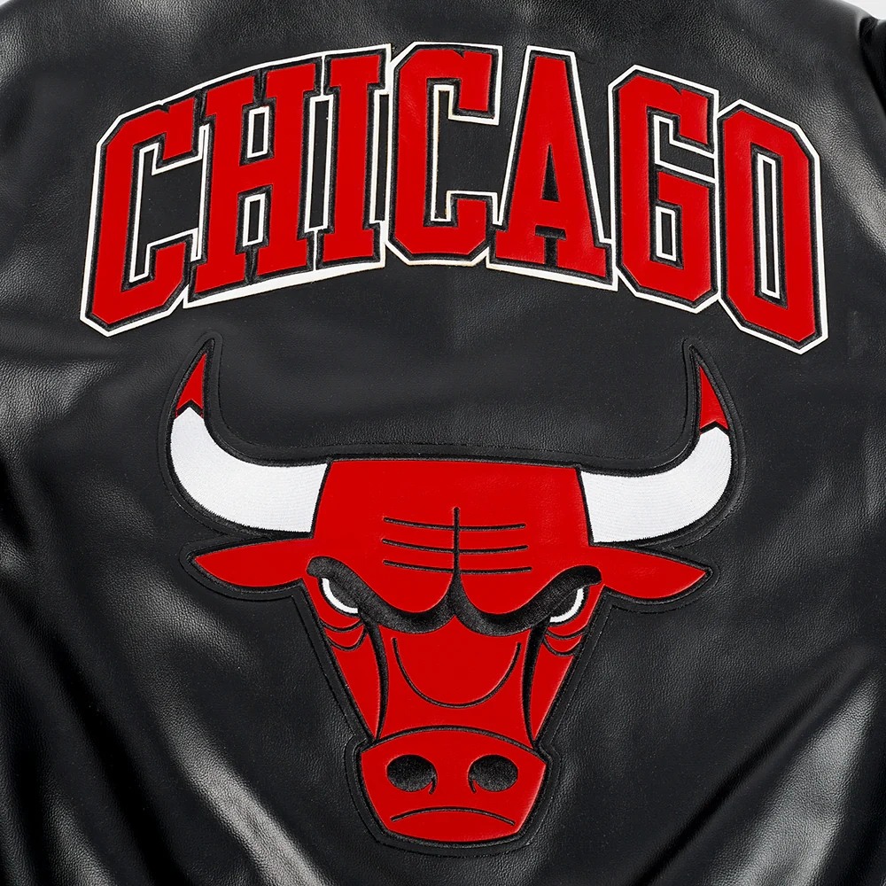 Chicago Bulls City Signature Black Leather Varsity Jacket - Image 5
