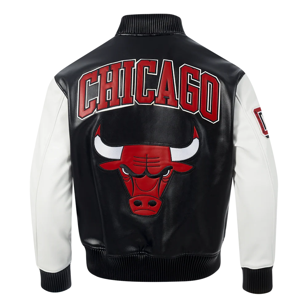 Chicago Bulls City Signature Black Leather Varsity Jacket - Image 4