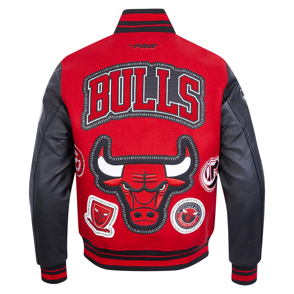Chicago Bulls Diy Pick Stitch Red Varsity Jacket - Image 4