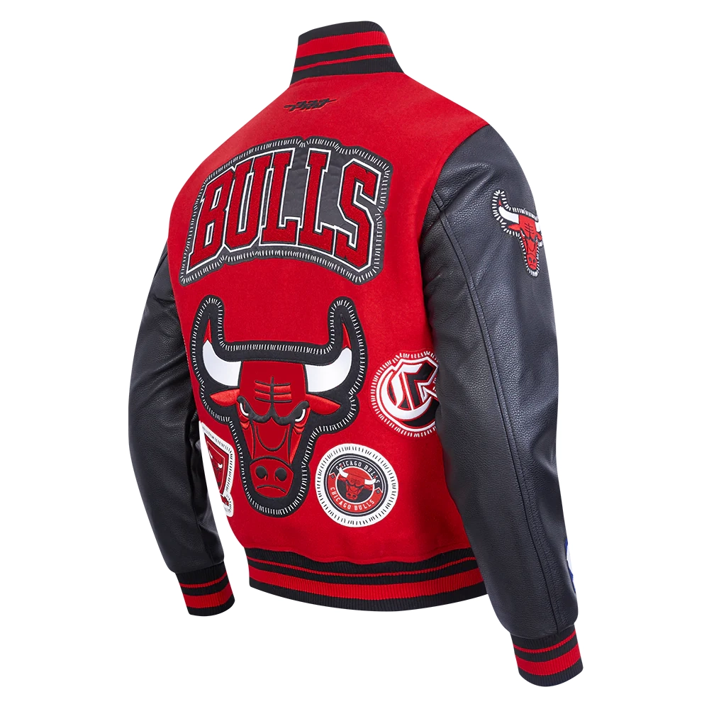 Chicago Bulls Diy Pick Stitch Red Varsity Jacket - Image 3