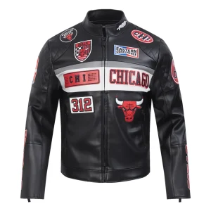 Chicago Bulls Men’s Moto Black Leather Jacket