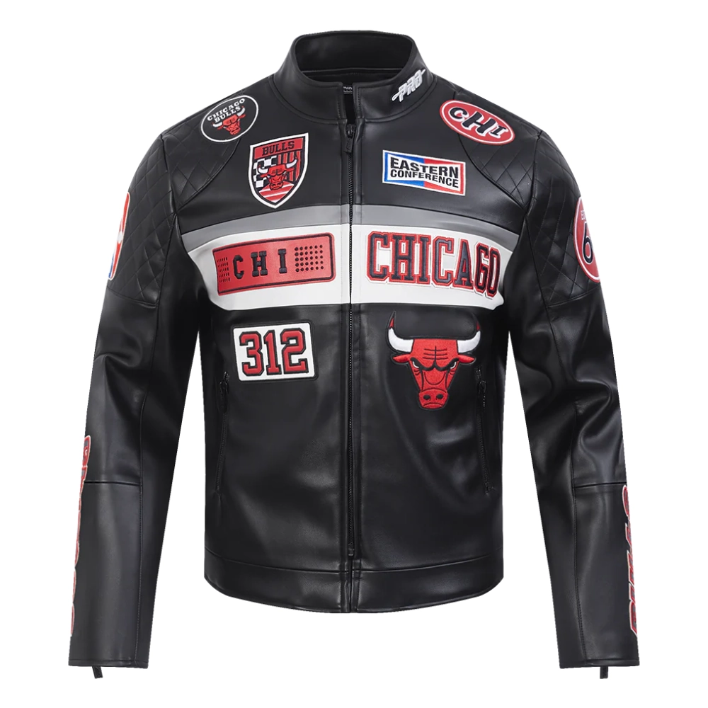Chicago Bulls Men’s Moto Black Leather Jacket