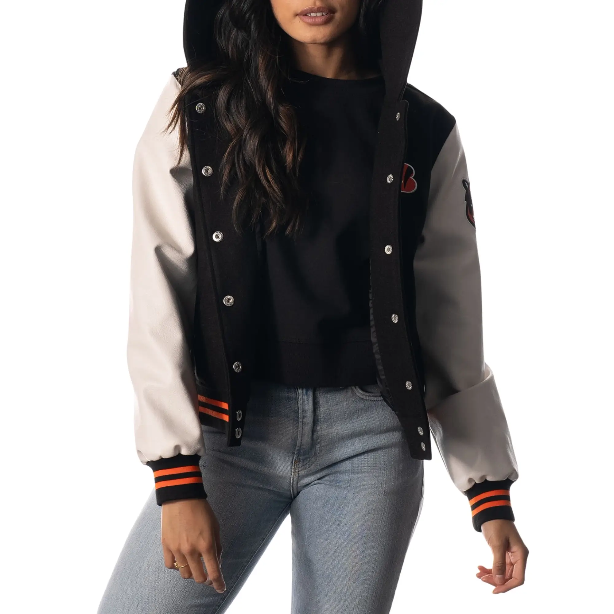 Cincinnati Bengals Women’s Sailor Hooded Varsity Jacket - Image 5