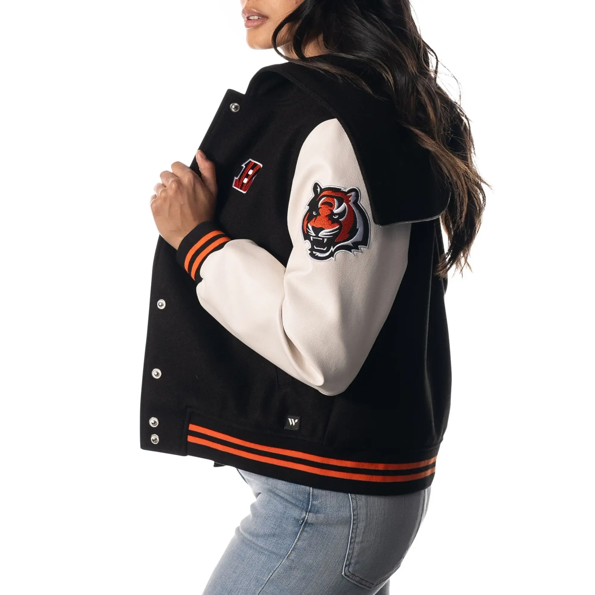 Cincinnati Bengals Women’s Sailor Hooded Varsity Jacket - Image 6
