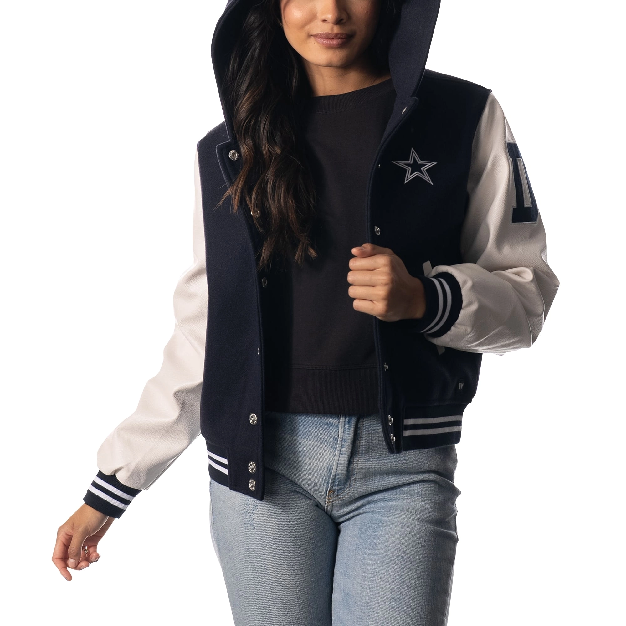 Dallas Cowboys Women’s Sailor Hooded Varsity Jacket - Image 4