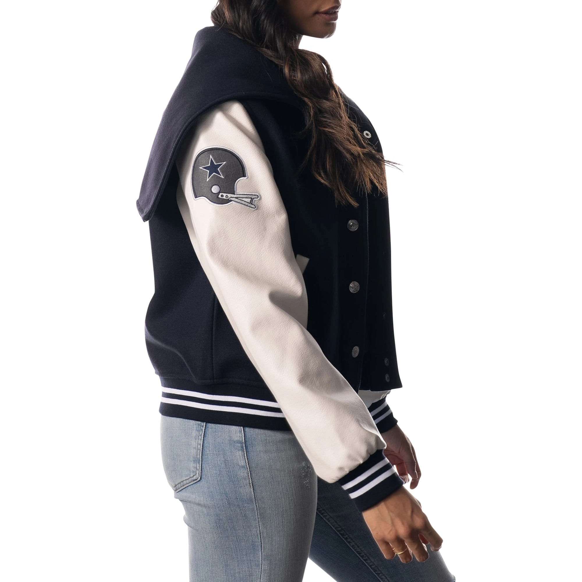 Dallas Cowboys Women’s Sailor Hooded Varsity Jacket - Image 3