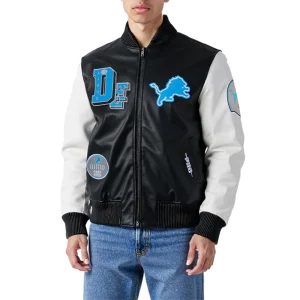 Detroit Lions Best of Men’s Leather Varsity Jacket