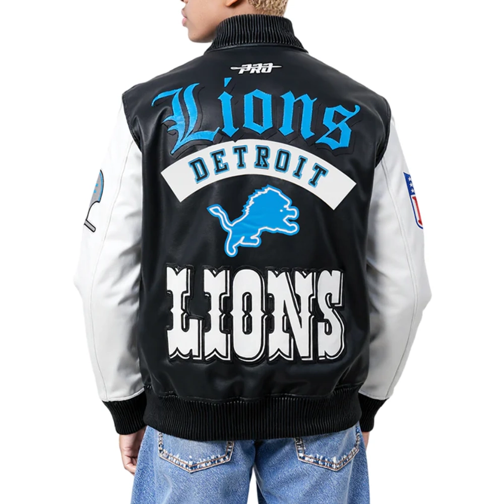 Detroit Lions Best of Men’s Leather Varsity Jacket - Image 2