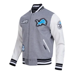Alternative view of Detroit Lions Diy Pick Stitch Grey Varsity Jacket