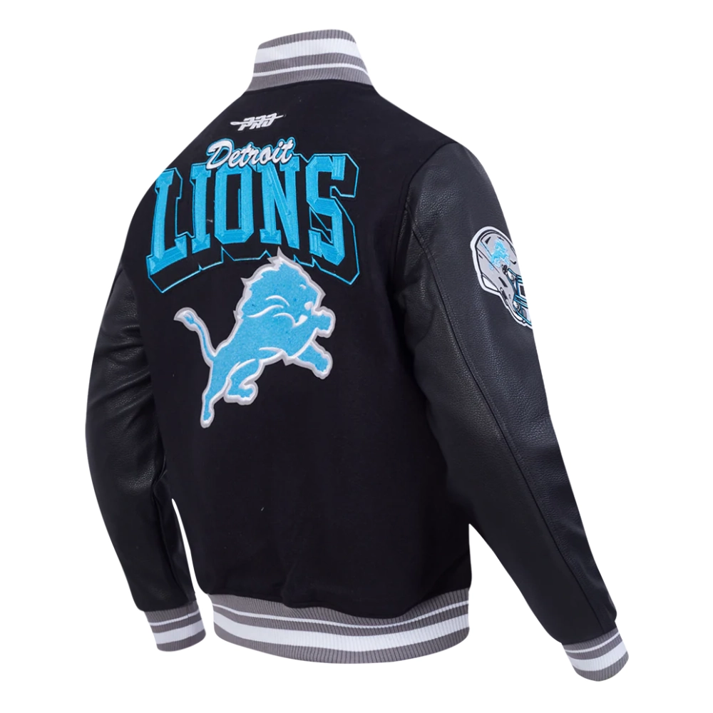 Detroit Lions Team Badge Wool & Leather Jacket - Image 3