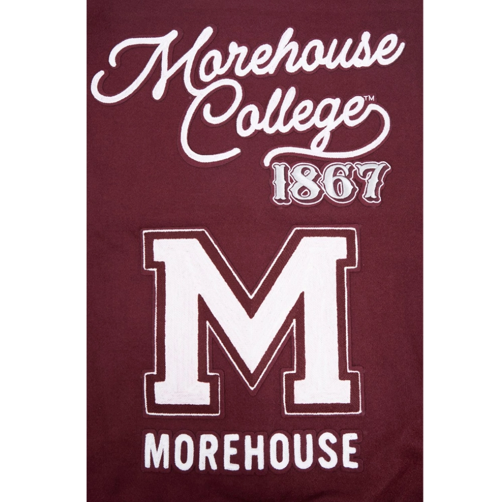 Morehouse Maroon Tigers Diy Pick Stitch Maroon Varsity Jacket - Image 5