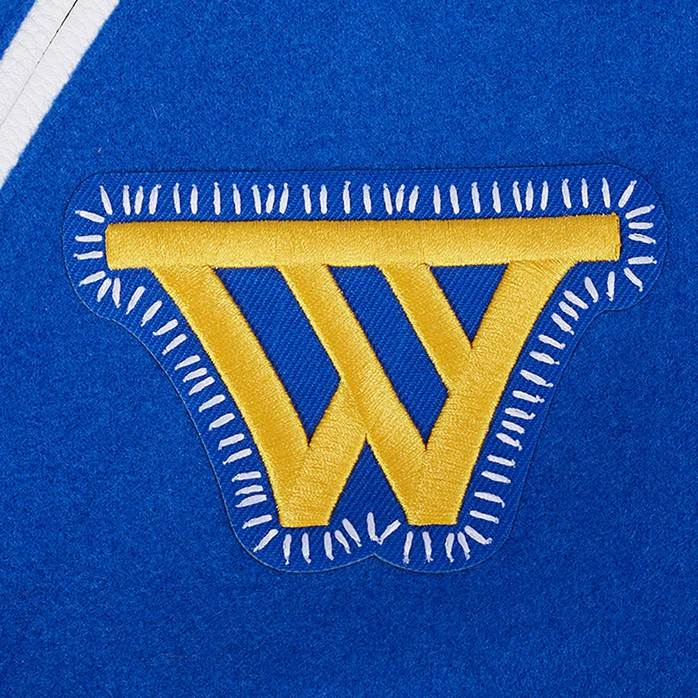 Golden State Warriors Diy Pick Stitch Blue Varsity Jacket - Image 6