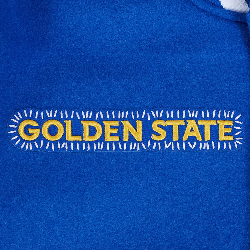 Golden State Warriors Diy Pick Stitch Blue Varsity Jacket - Image 7
