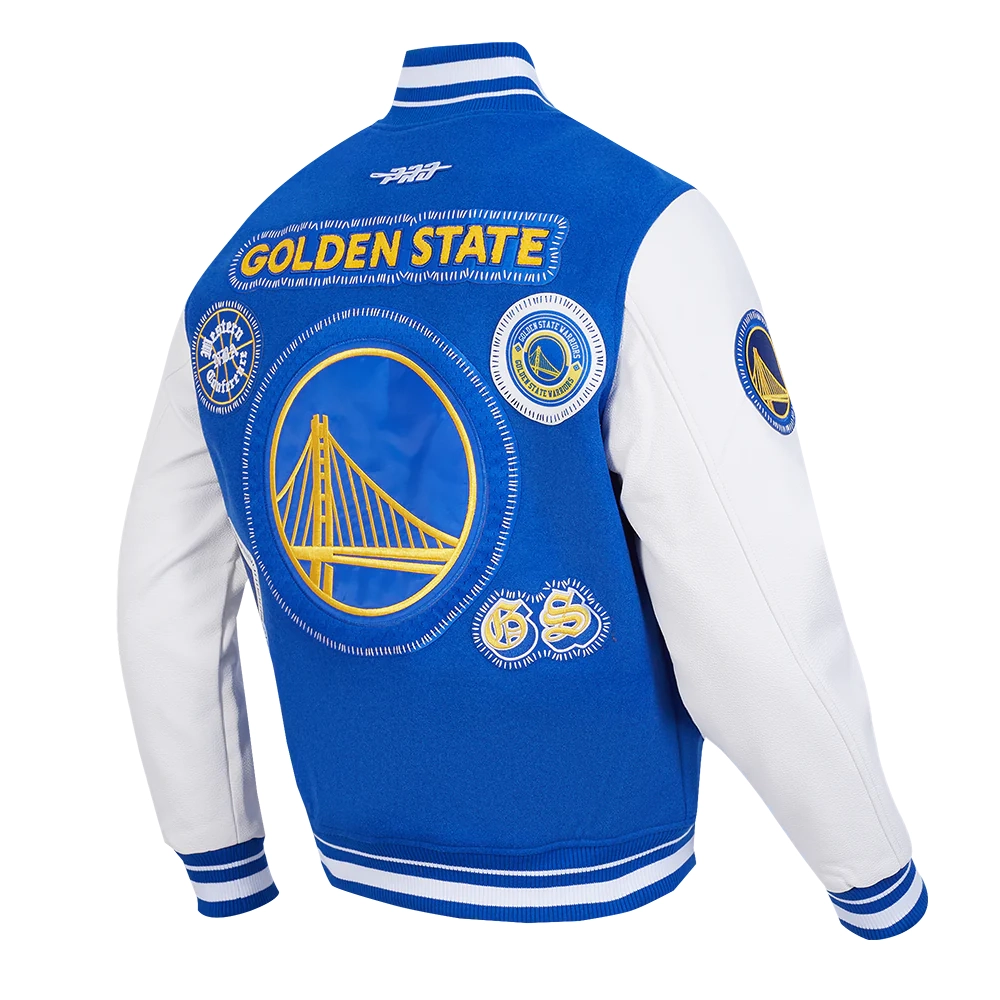 Golden State Warriors Diy Pick Stitch Blue Varsity Jacket - Image 3