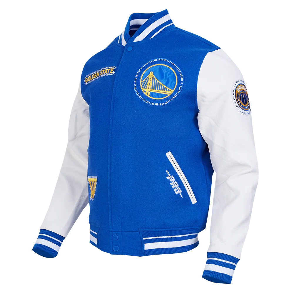 Golden State Warriors Diy Pick Stitch Blue Varsity Jacket - Image 2