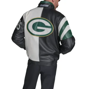 Alternative view of Men's Green Bay Packers Midfield Black Leather Jacket