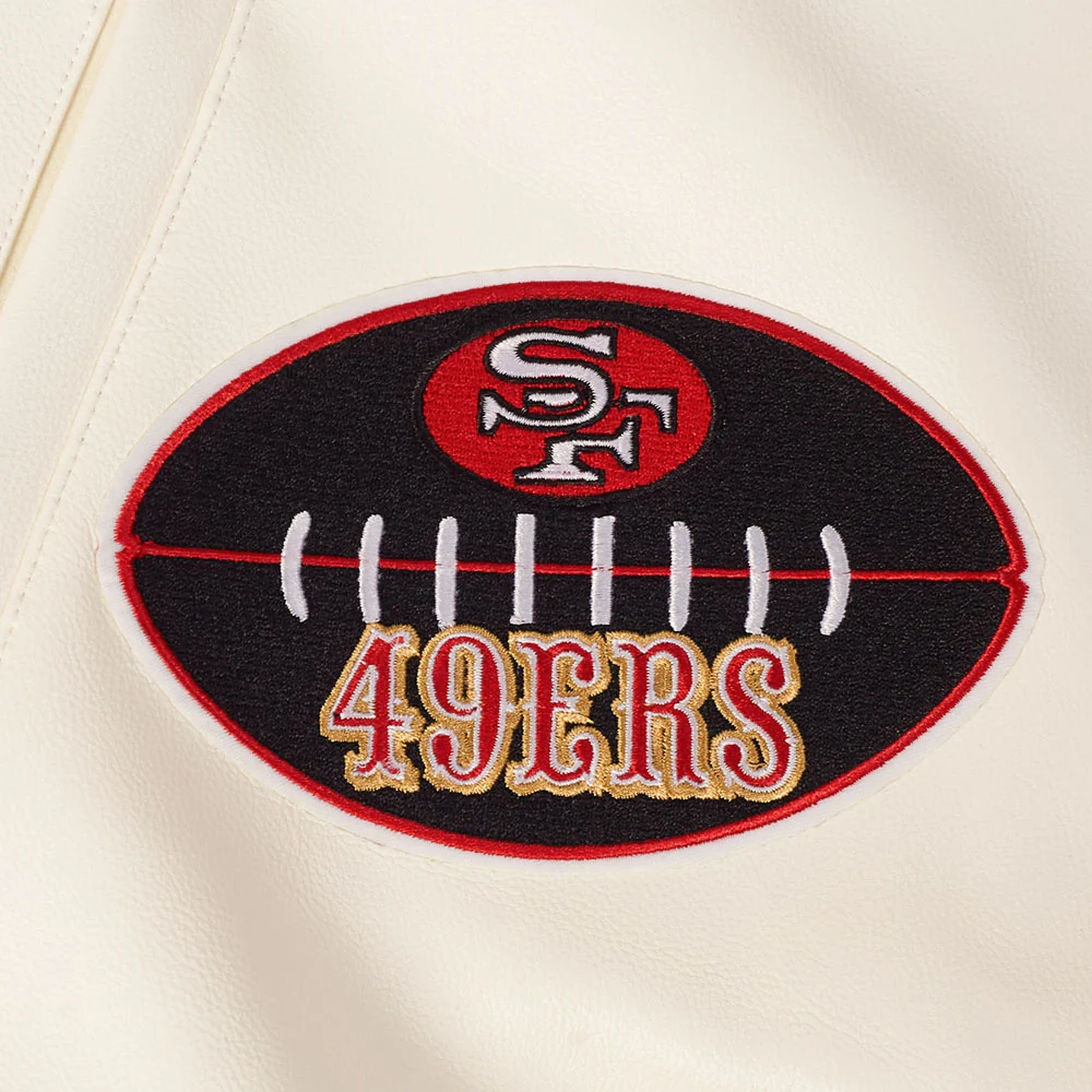 San Francisco 49ERS Best of Men’s White Leather Varsity Jacket - Image 10