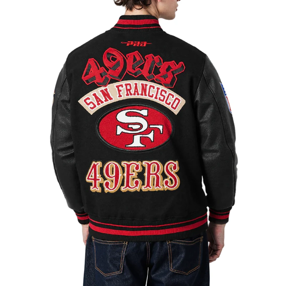 San Francisco 49ERS Best of Men’s Black Varsity Jacket - Image 2