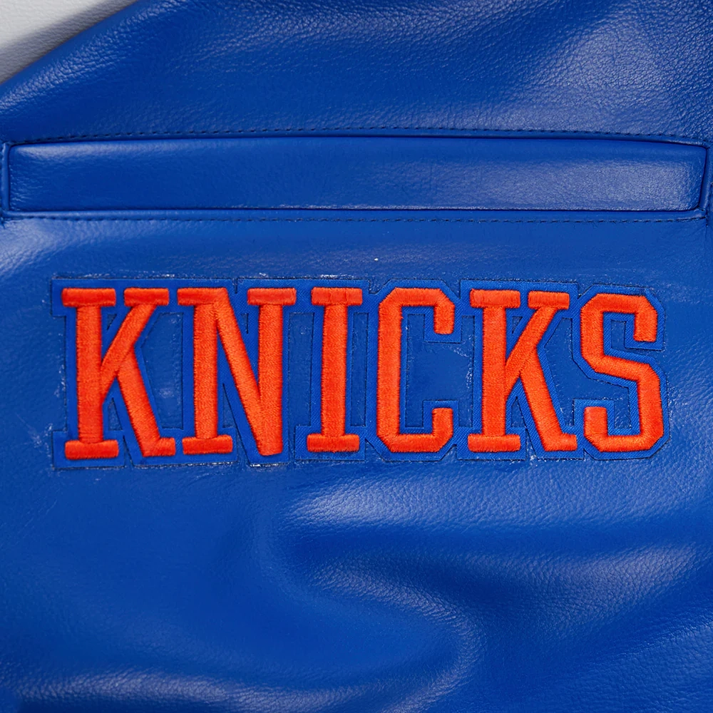New York Knicks City Signature Blue Leather Varsity Jacket - Image 9