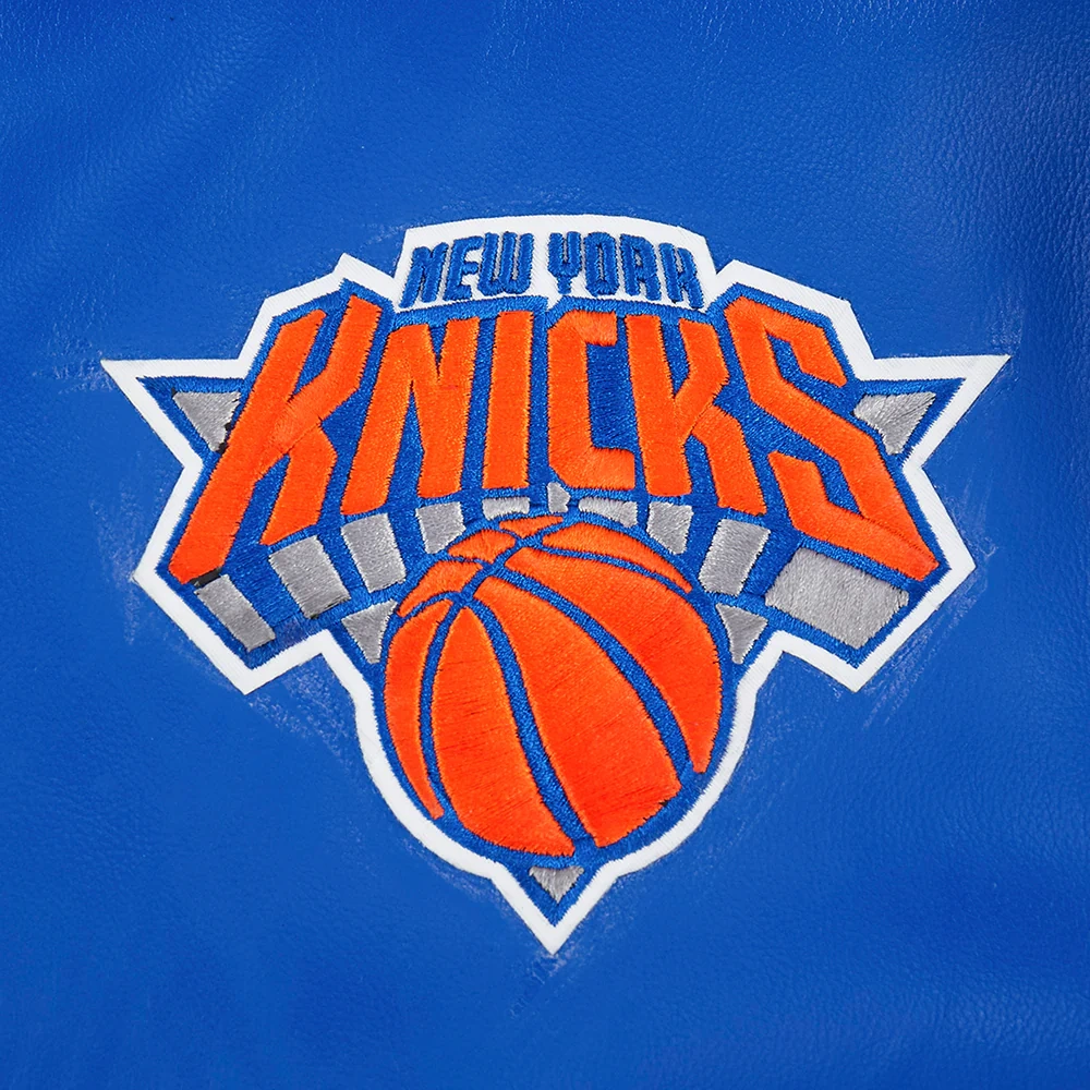 New York Knicks City Signature Blue Leather Varsity Jacket - Image 8