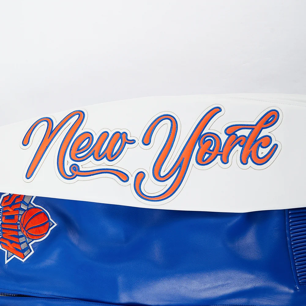 New York Knicks City Signature Blue Leather Varsity Jacket - Image 7