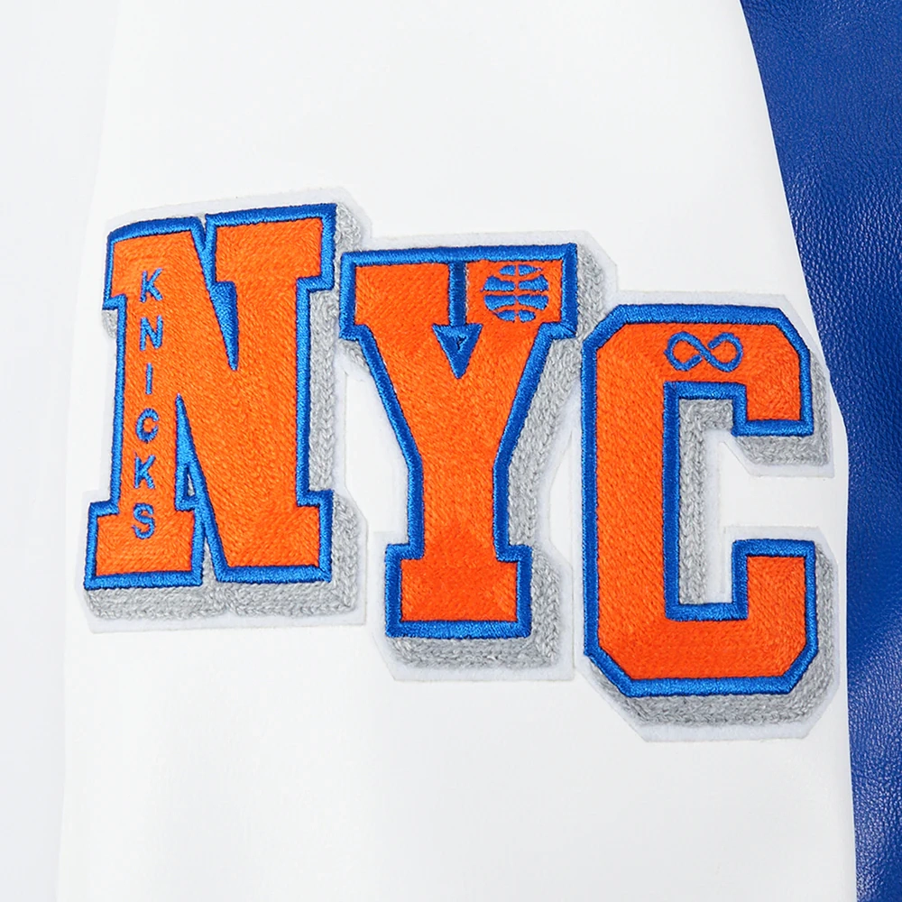 New York Knicks City Signature Blue Leather Varsity Jacket - Image 6