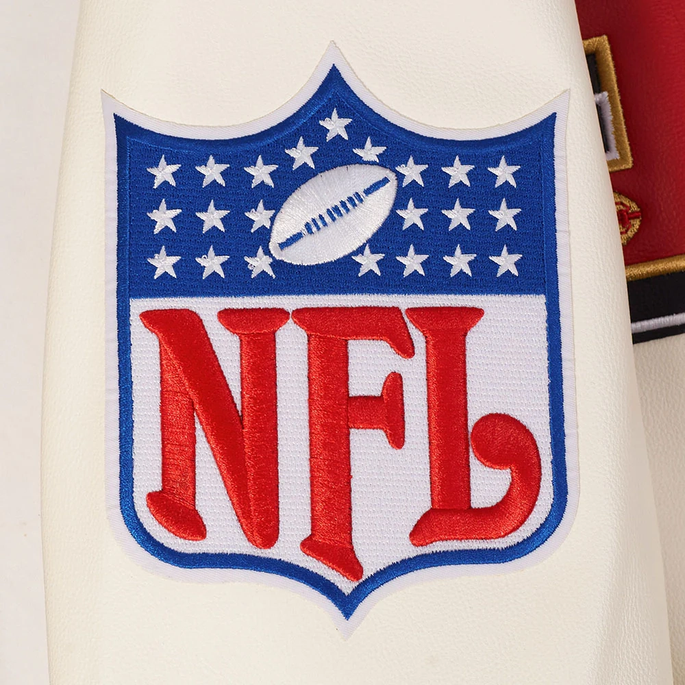 San Francisco 49ERS Best of Men’s White Leather Varsity Jacket - Image 7